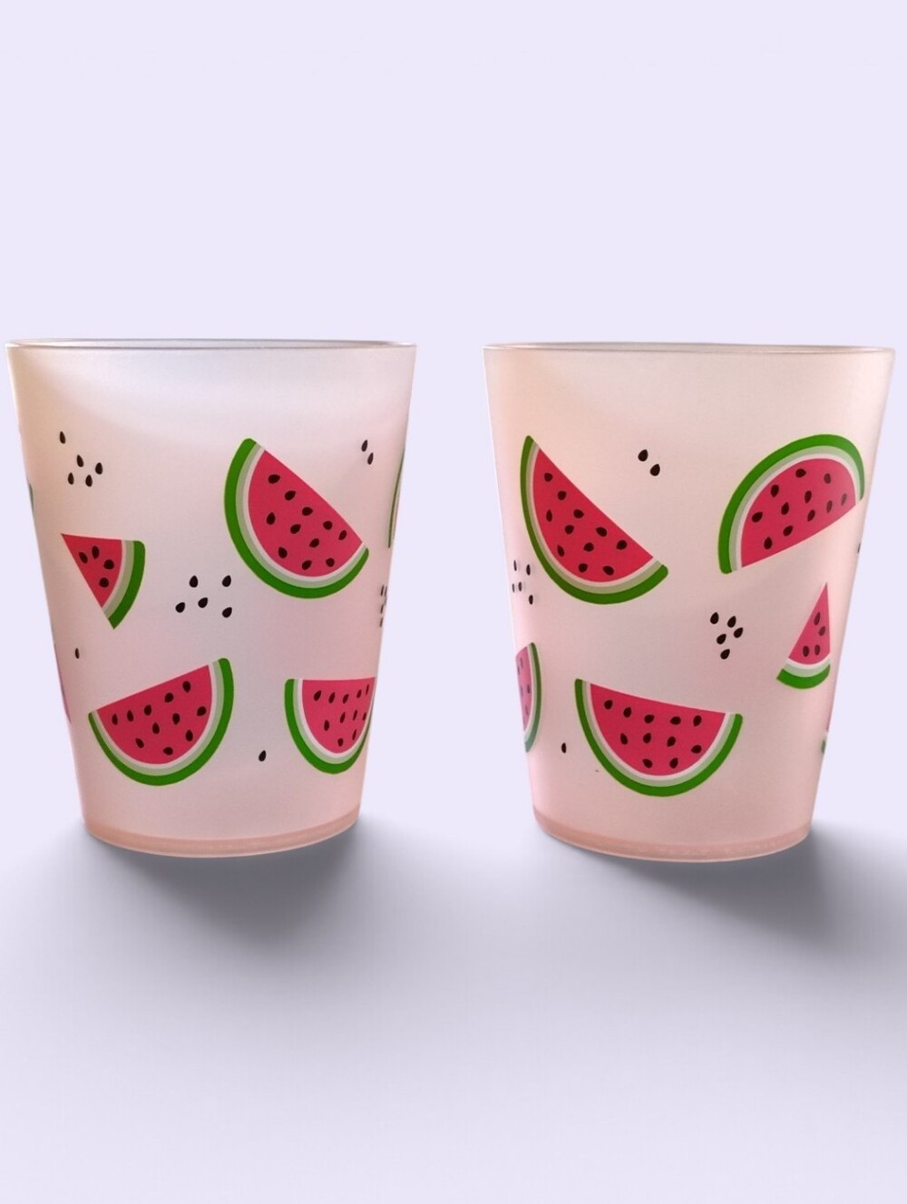 Watermelon Print Frosted Tumblers - Pink